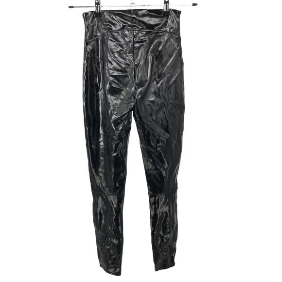 Spanx Black Shiny Faux Patent Leather Legging Size S High Waist - Picture 5 of 10
